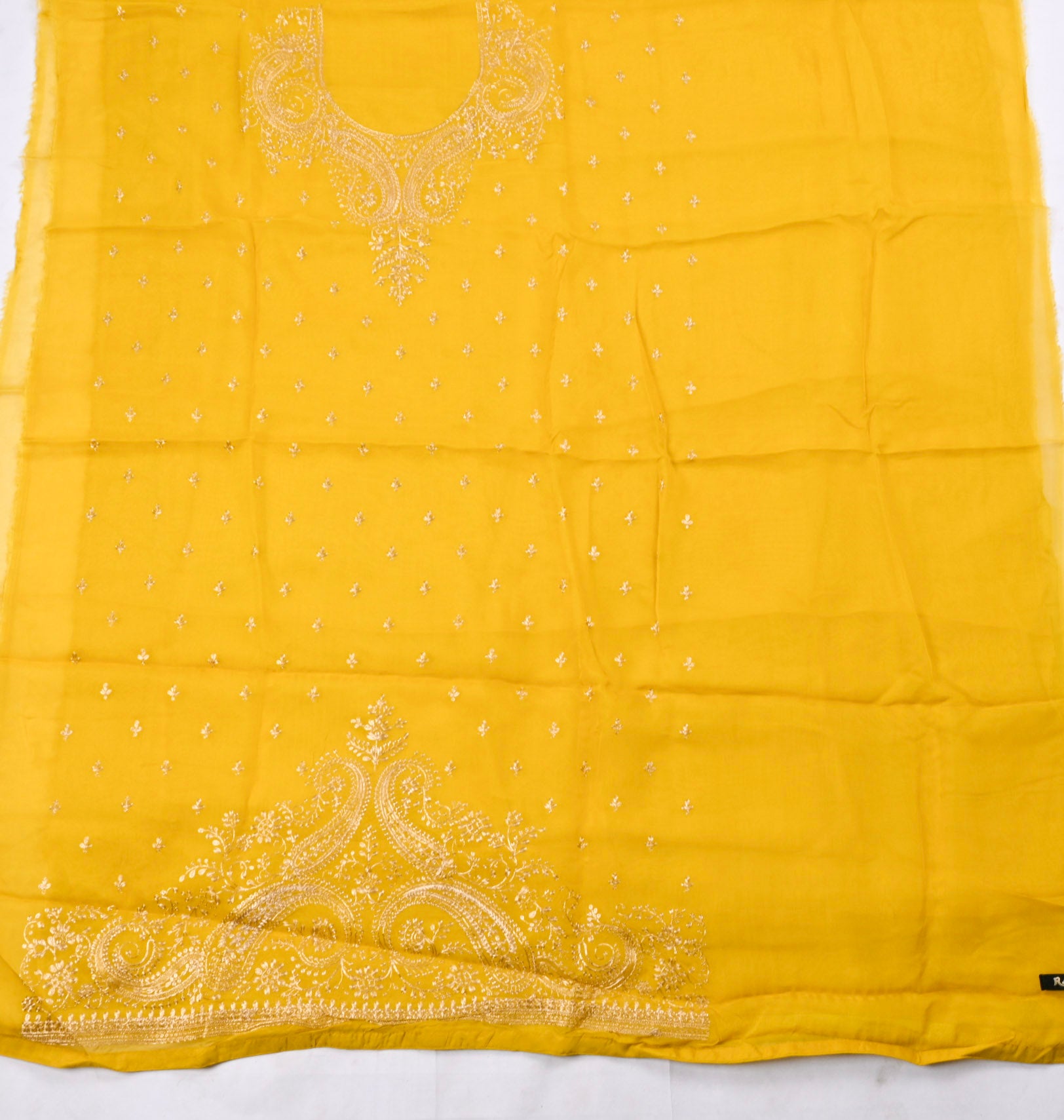 Organza Yellow Unstitched Suit