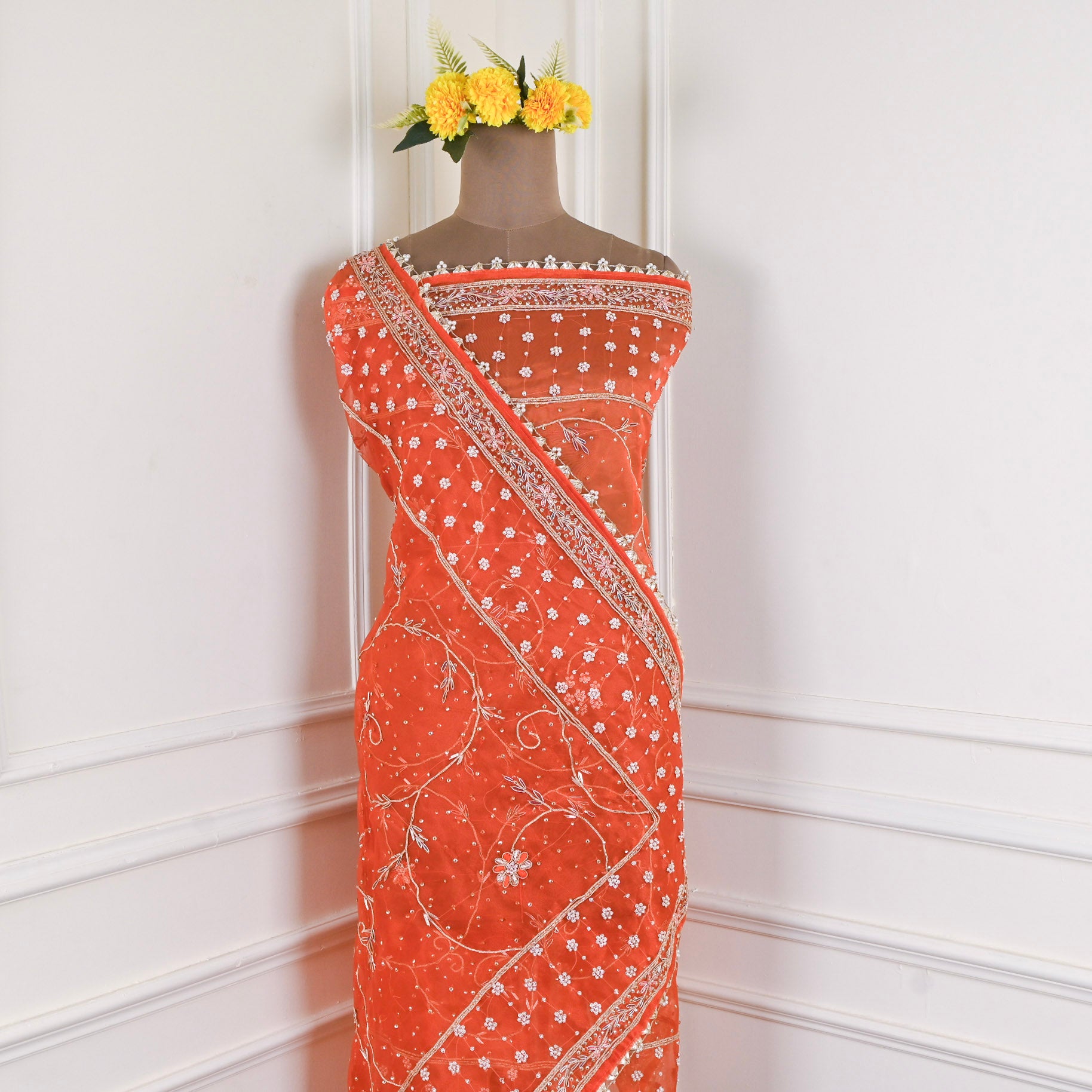 Glass Shimmer Orange Unstitched Suit