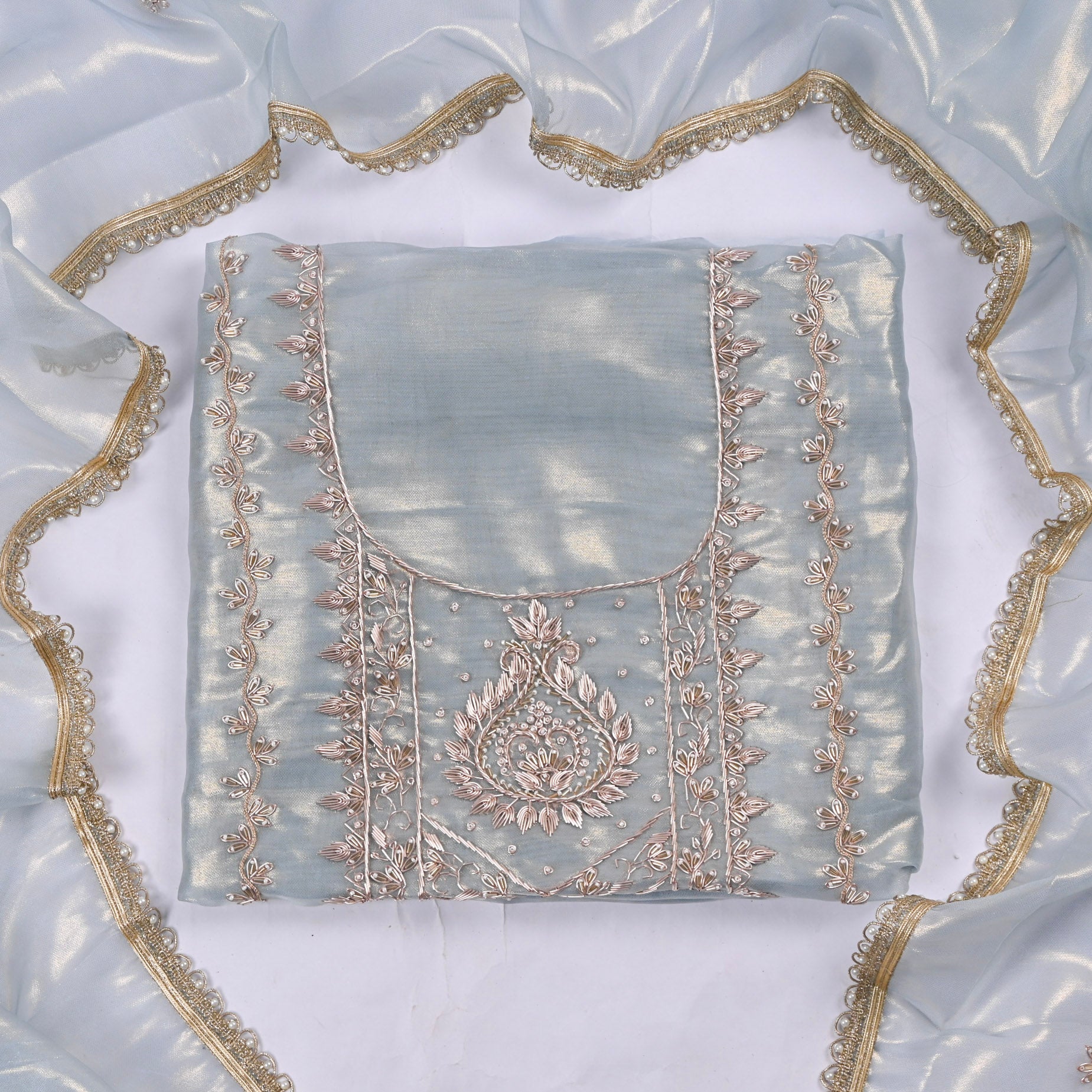 Sasha Silk Light Blue Unstitched Suit