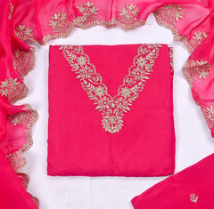Organza Pink Unstitched Suit
