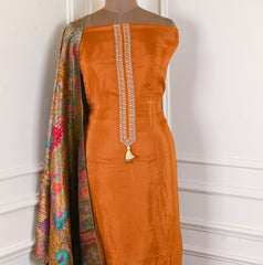 Crepe Silk Rust Unstitched Suit
