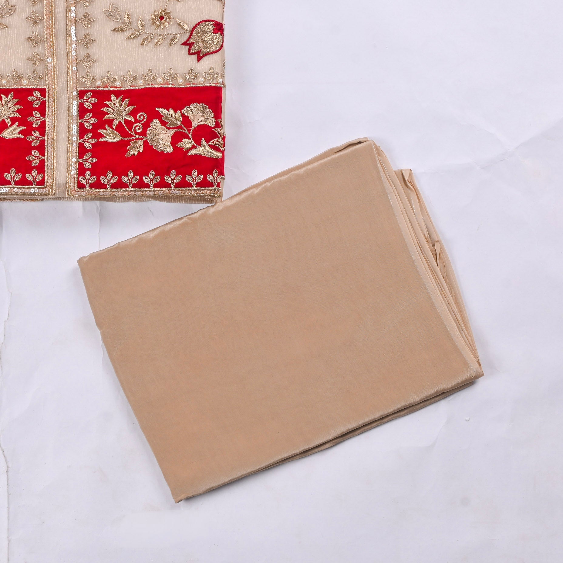 Crush Beige Red Unstitched Suit