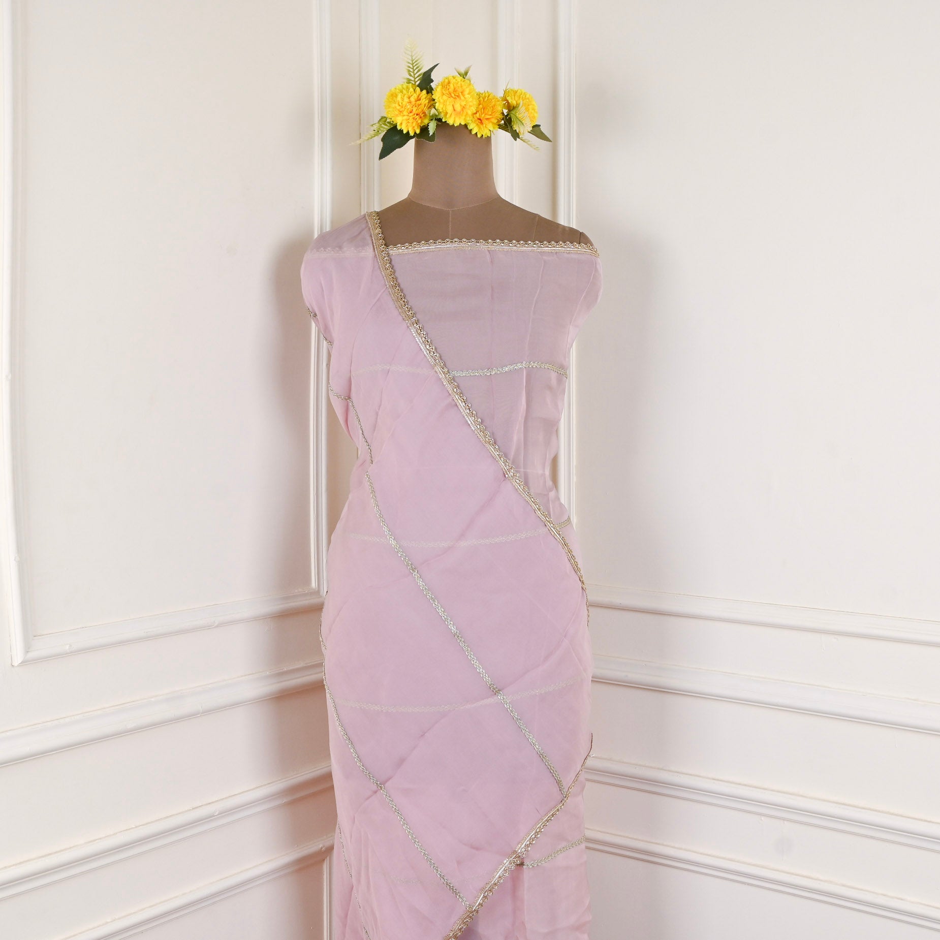 Organza Baby Pink Unstitched Suit