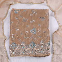 Glass Shimmer Beige Unstitched Suit