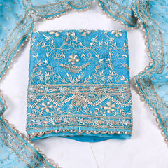 Glass Shimmer Sky Blue Unstitched Suit