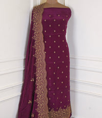 Crepe Purple Unstitched Suit