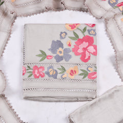 Organza Grey Unstitched Suit