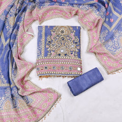 Crush Shimmer Powder Blue Unstitched Suit