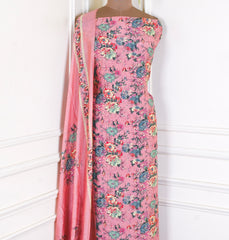 Muslin Peach Unstitched Suit