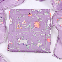 Mul Cotton Lavender Unstitched Suit