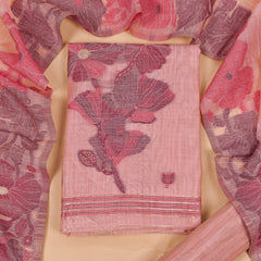 Jamdani Cotton baby Pink Unstitched Suit