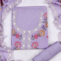 Mul Cotton Lavender Unstitched Suit