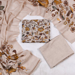 Mul Cotton Beige Unstitched Suit