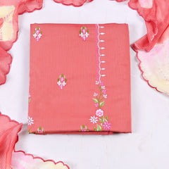 Self-Cotton Rose Peach Unstitched Suit