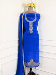 Silk Blue Unstitched Suit