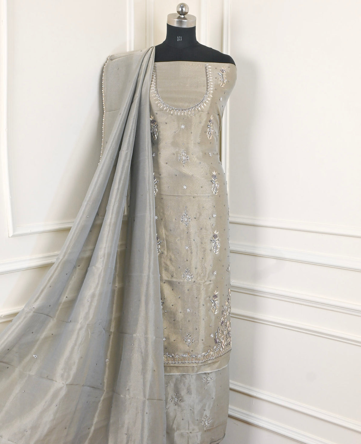 Glass Shimmer Silver Unstitched Suit