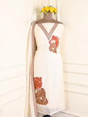 Organza White Unstitched Suit