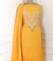 Organza Yellow Unstitched Suit