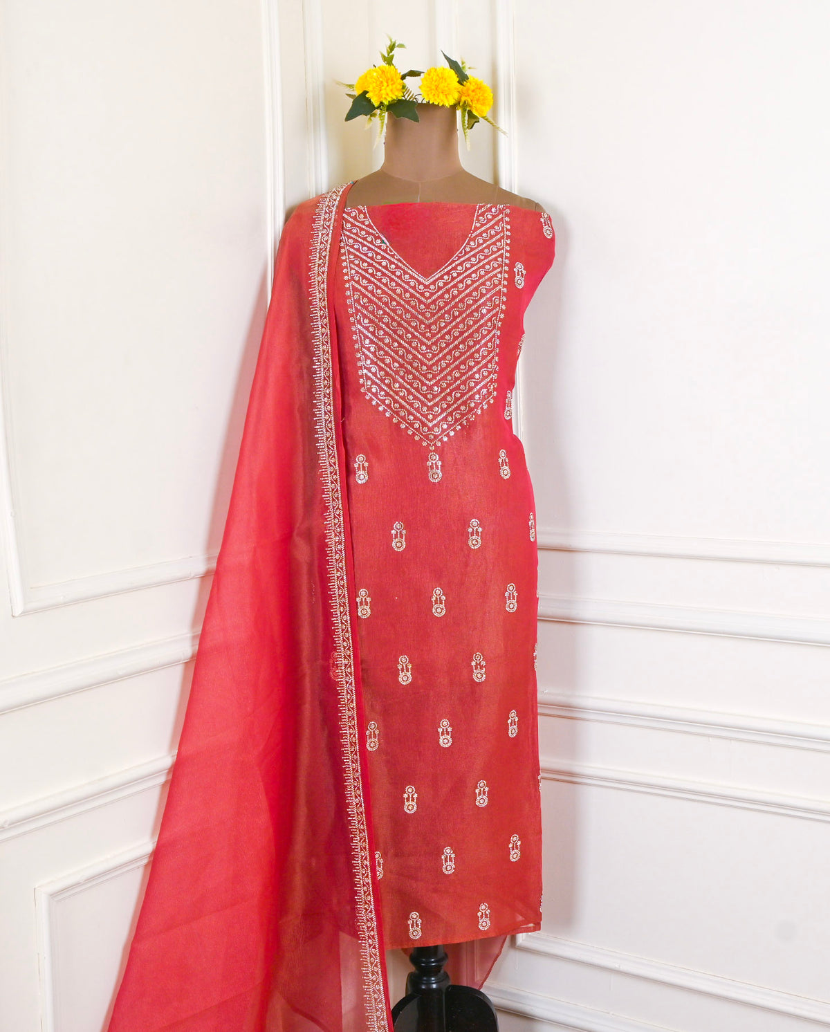 Shimmer Red Unstitched Suit