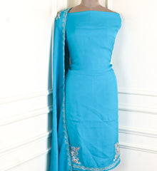 Twill Organza Sky Blue Unstitched Suit
