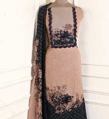 Georgette Beige Unstitched Suit