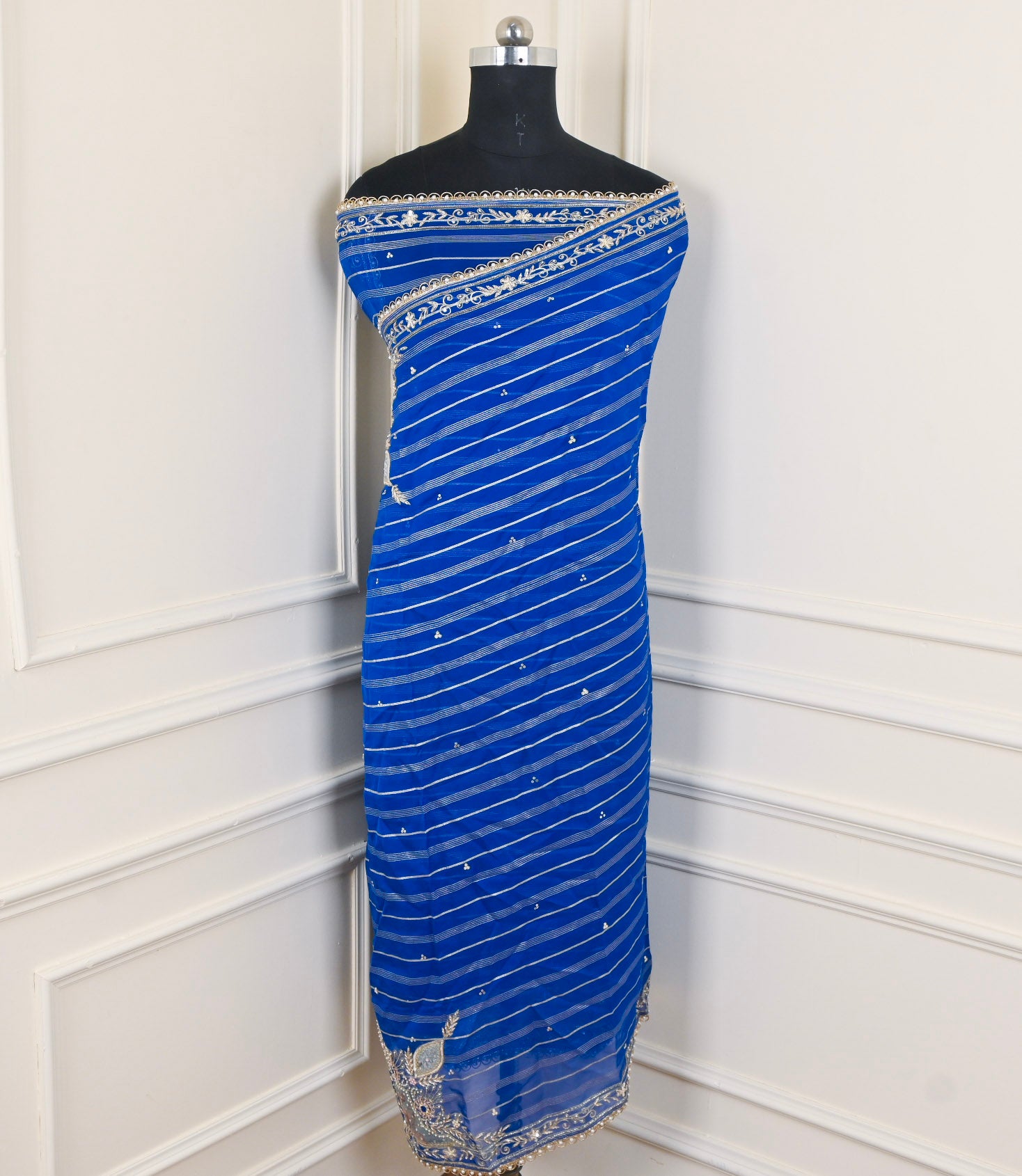Raw Silk Blue Unstitched Suit