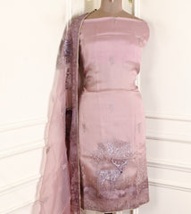 Organza Mauve Unstitched Suit