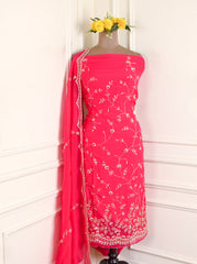 Organza Magenta Unstitched Suit
