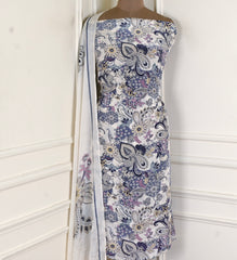 Crepe Muted Blue Unstitched Suit