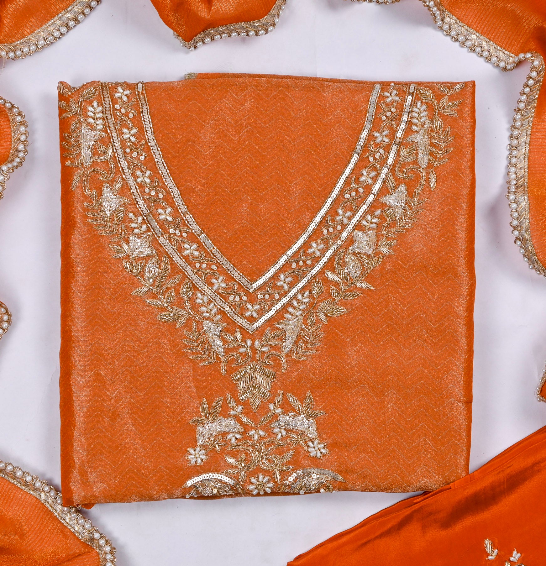 Shimmer Orange Unstitched Suit