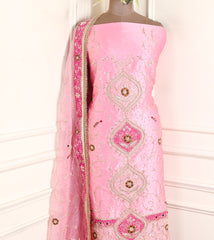 Gavadin Baby Pink Unstitched Suit