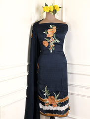 Satin Navy Blue Unstitched Suit