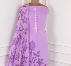 Organza Lavender Unstitched Suit