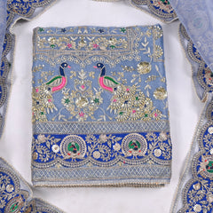 Glass Shimmer Powder Blue Unstitched Suit