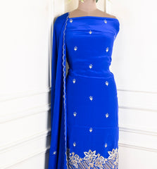 Crepe Royal Blue Unstitched Suit