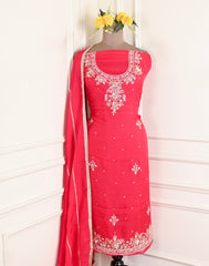 Twill Organza Red Unstitched Suit