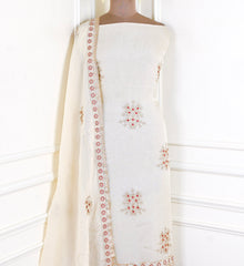 Organza Beige Unstitched Suit