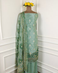 Glass Shimmer Mint Green Unstitched Suit