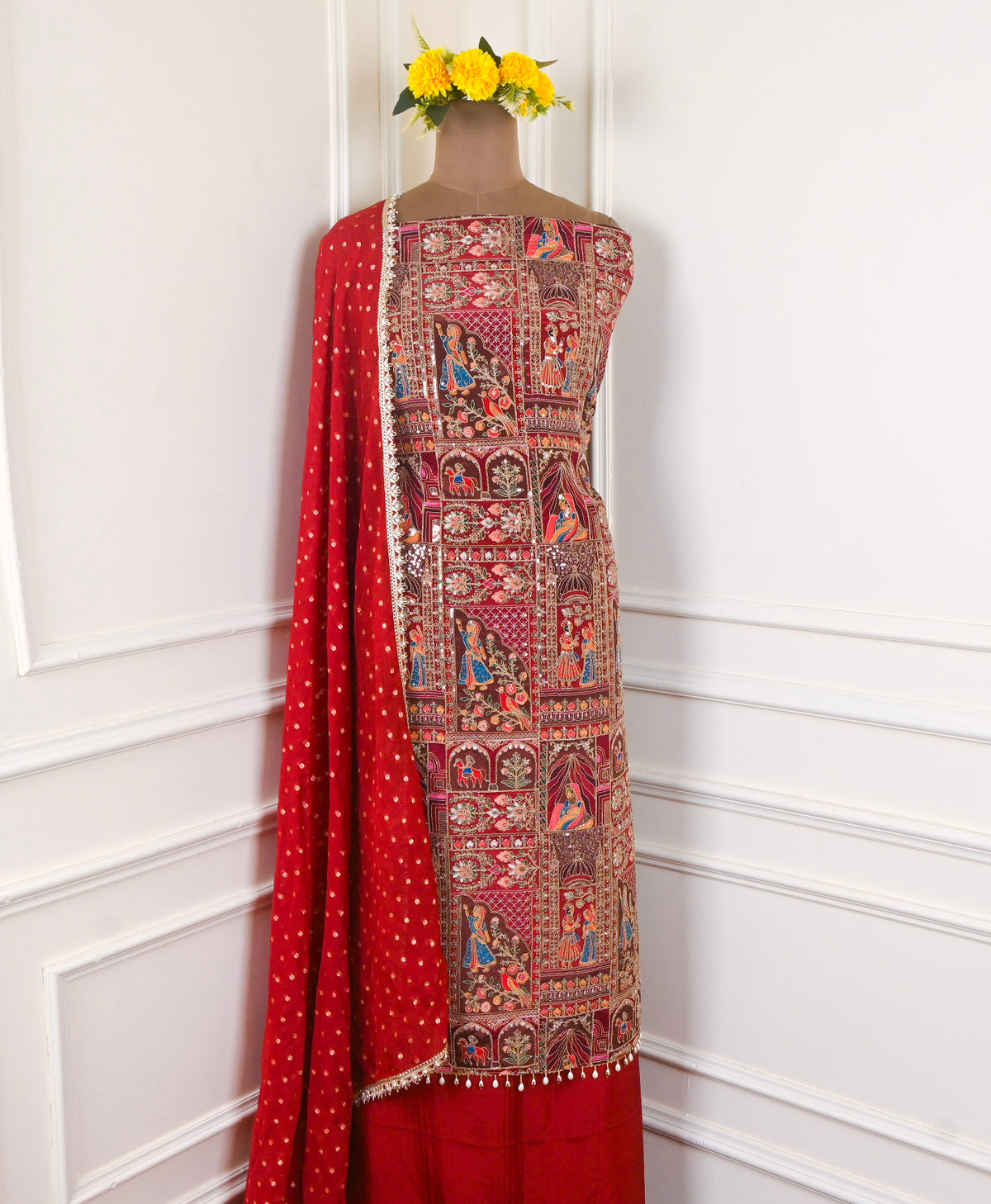 Crepe Red Unstitched Suit