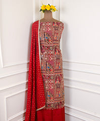 Crepe Red Unstitched Suit
