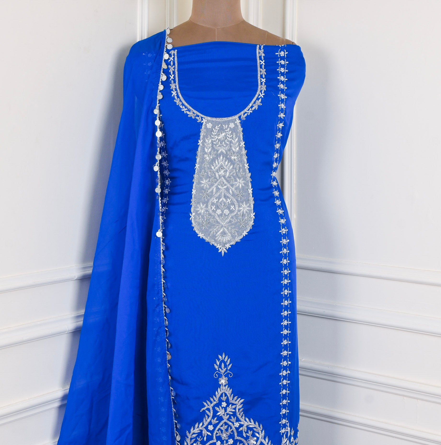 Organza Blue Unstitched Suit