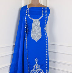 Organza Blue Unstitched Suit