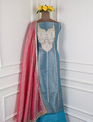 Shimmer Blue Unstitched Suit