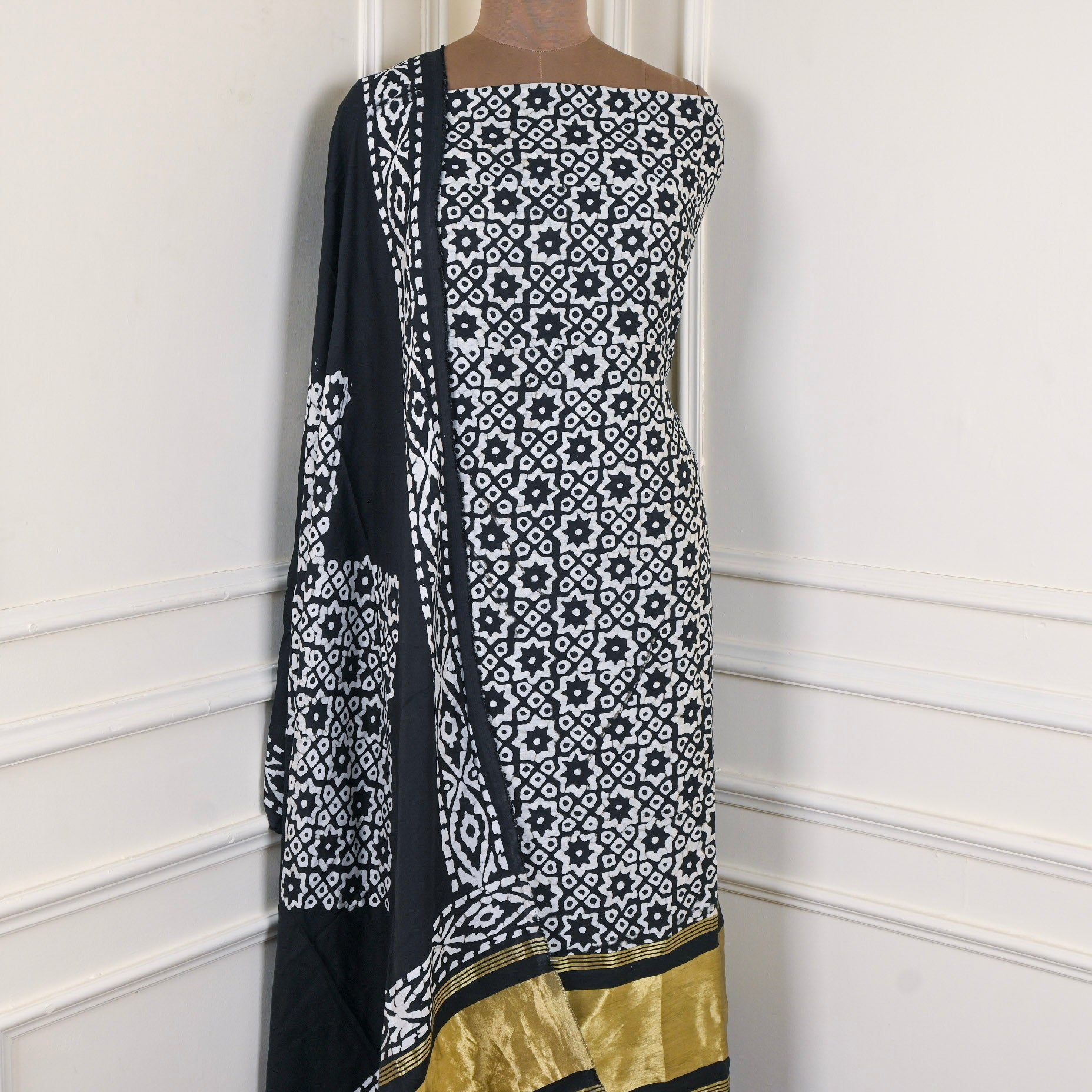 Cotton Black Unstitched Suit
