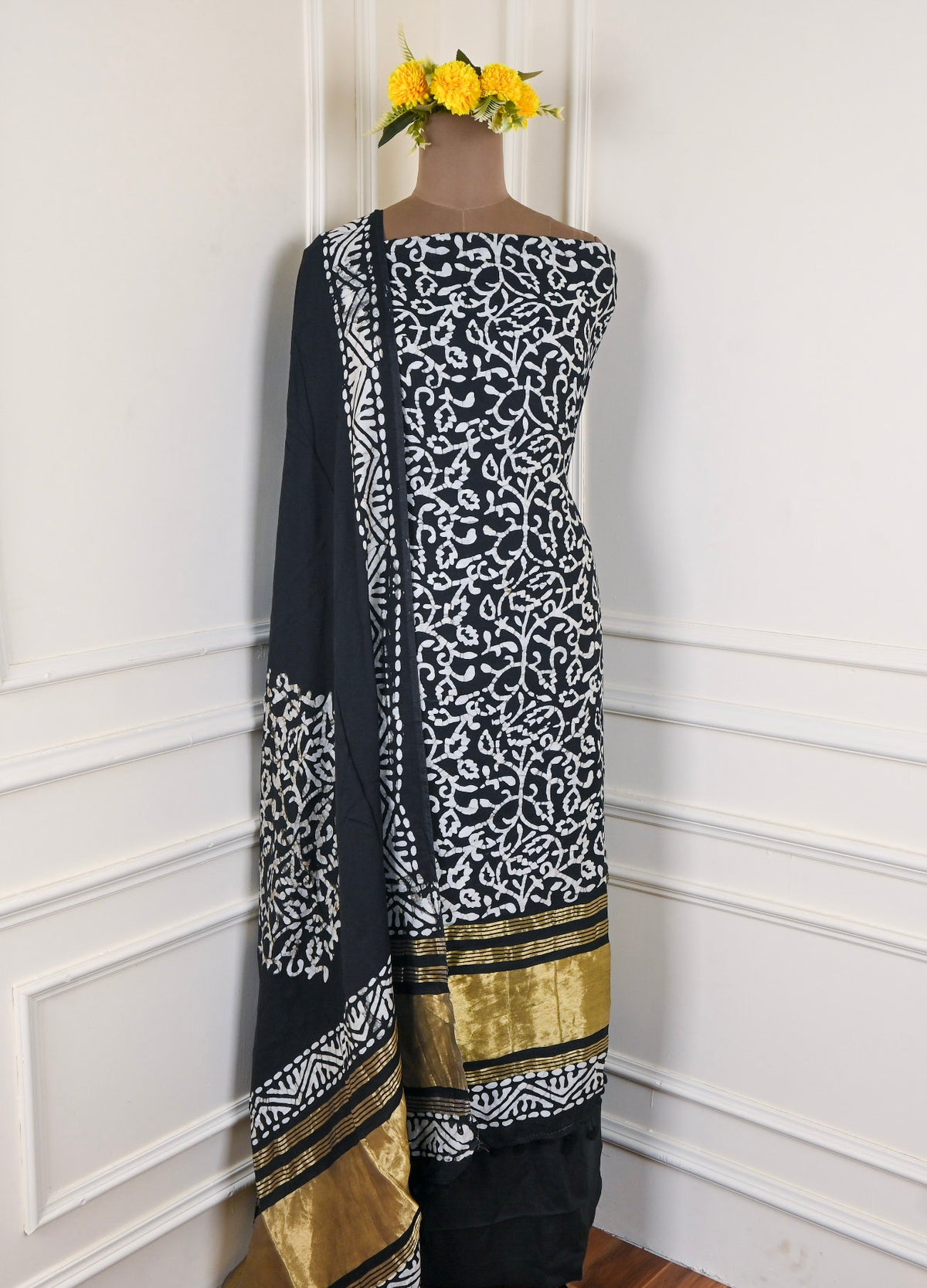 Cotton Black Unstitched Suit