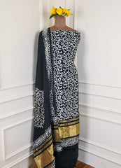 Cotton Black Unstitched Suit