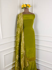 Crepe Green Unstitched Suit