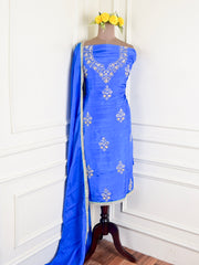 Khadi Blue Unstitched Suit