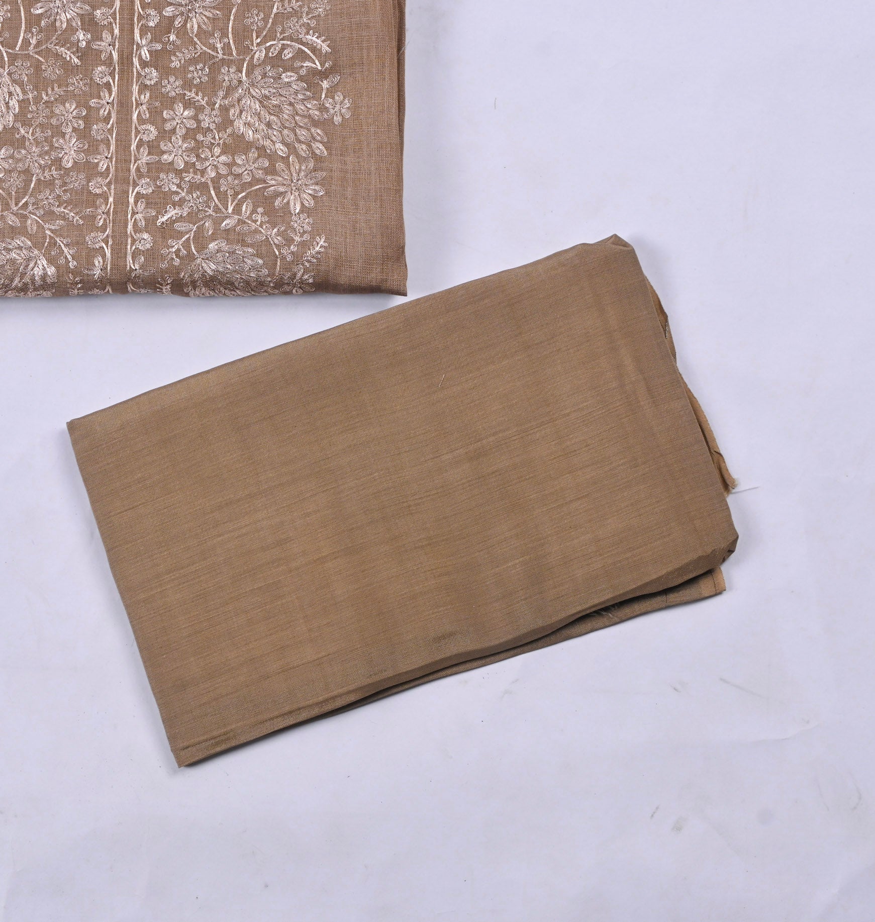 Linen Light Brown Unstitched Suit