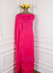 Organza Pink Unstitched Suit